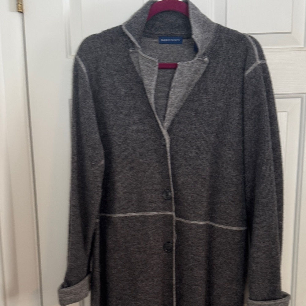 Karen Scott Charcoal Trench Coat Wool